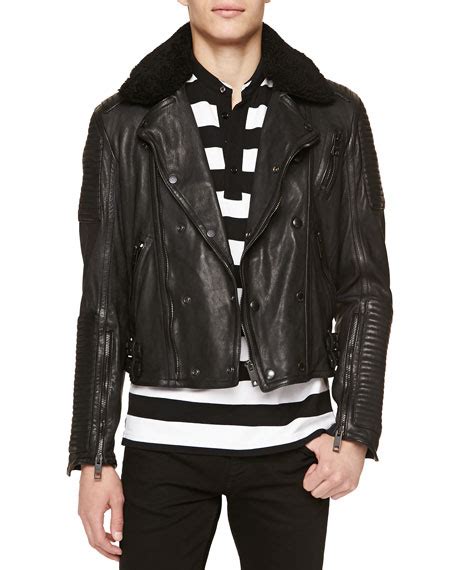 burberry biker jacket with fur collar|burberry leather jacket women.